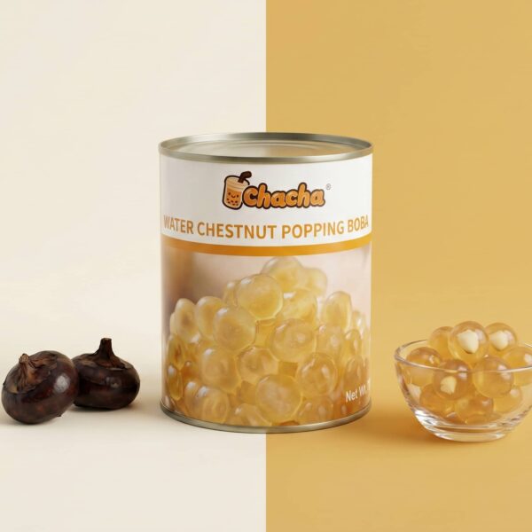 Water chestnut popping boba topping for bubble tea